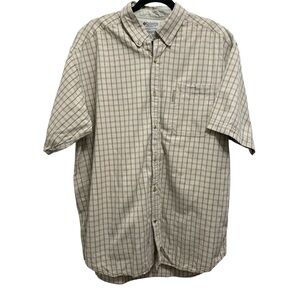 Columbia Men's Short Sleeve Plaid Button-Down Shirt - Beige